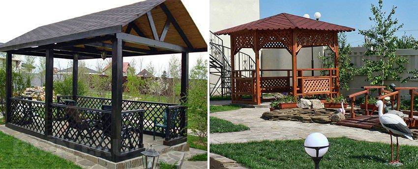 Пол беседки из брусчатки