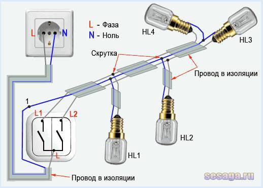 Схема подключения электрических розеток