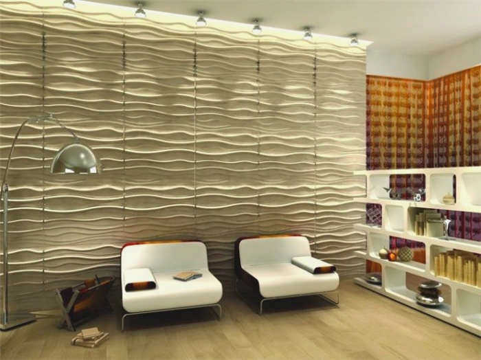 Бамбуковые 3D-панели в гостиной
