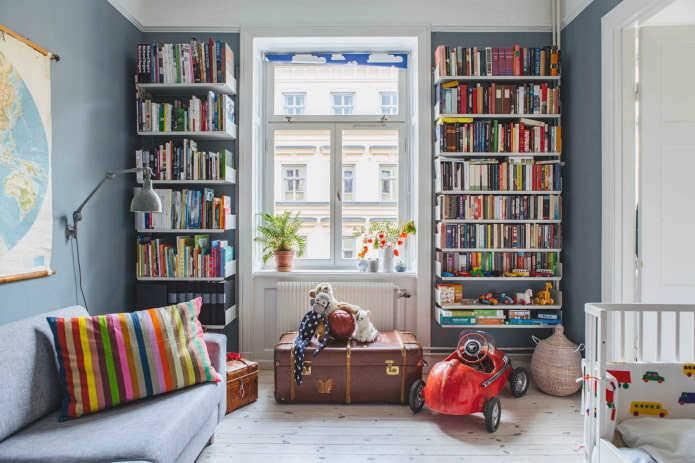 Книжные полки в интерьере