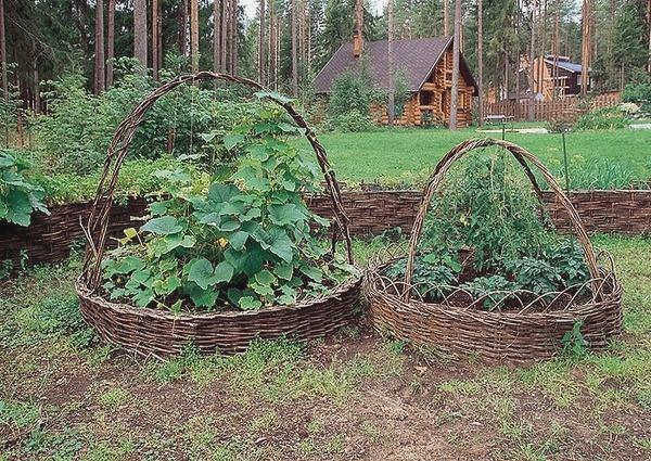 Грядки в форме корзины