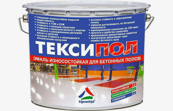 Еще один пример надежного бренда - Teksipol. Краски для бетона Teksipol не боятся воды и агрессивных химических веществ и выглядят очень достойно