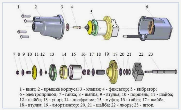 Схема расположения катушки в насосе "Малыш