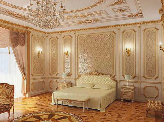 Стиль барокко подходит для гостиных, спален, столовых. Часто используется в частных домах, построенных в том же стиле.