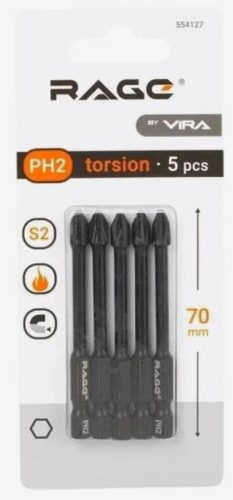Бита Torx намагниченная S2 PH2x70мм 5 шт. VIRA