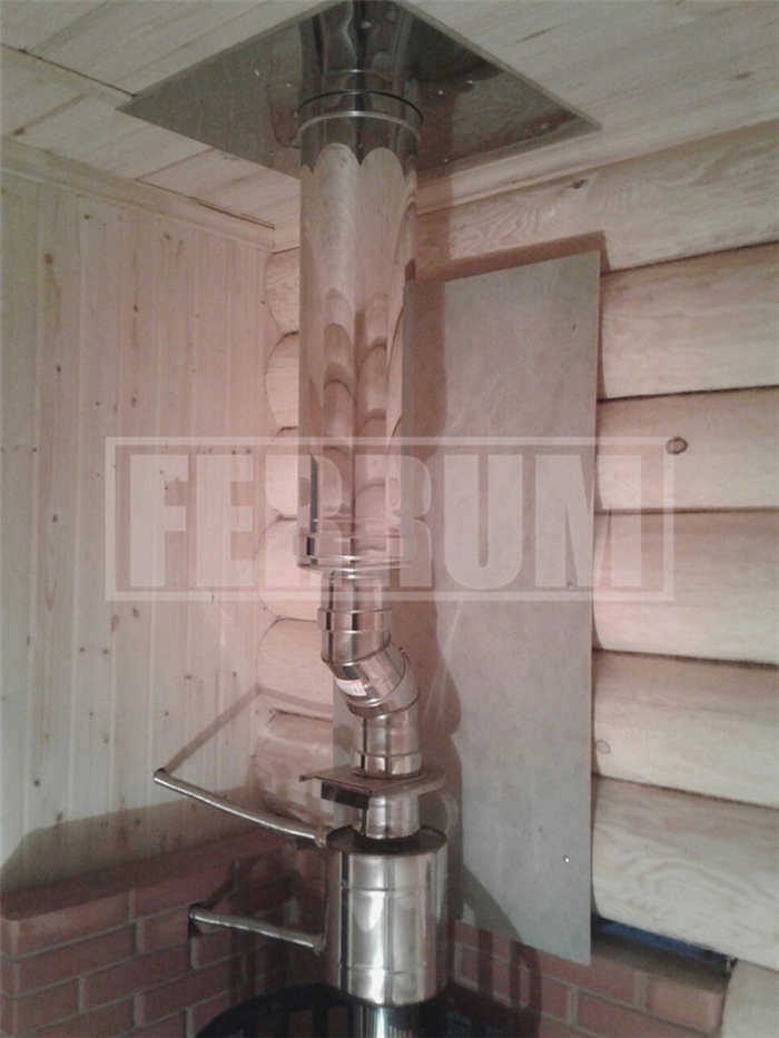 Установка печи для сауны с выносной камерой сгорания