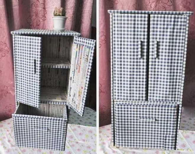 Шкаф для кукол из газеты