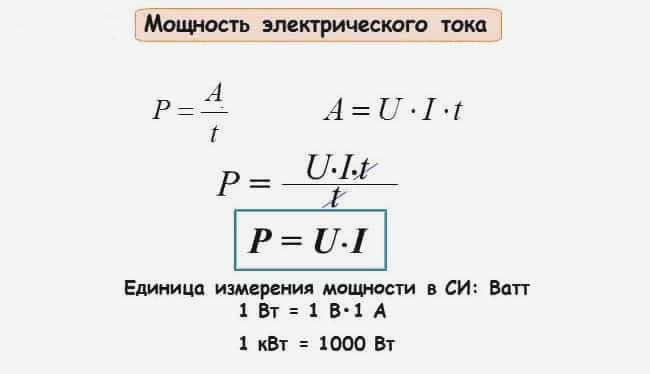формула мощности электроэнергии
