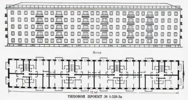 длина 5-этажного здания с 4 подъездами