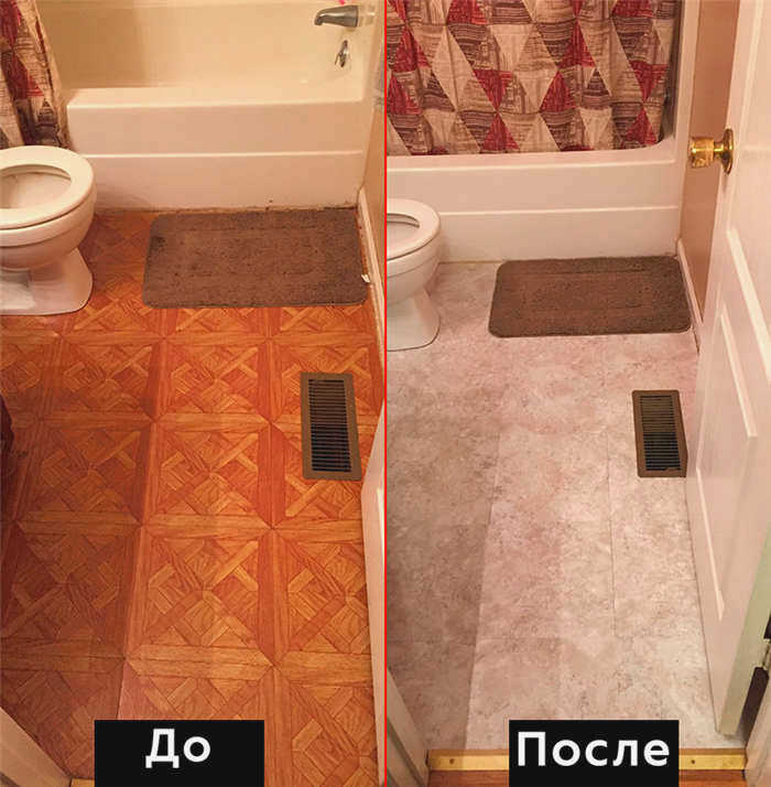 Виниловая пленка в ванной комнате до и после