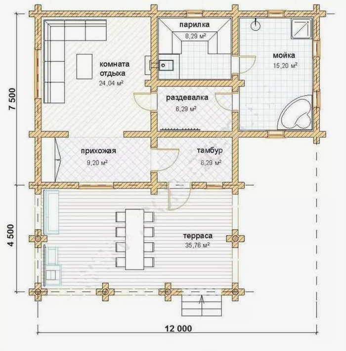 Паровая баня Камелот 10 x 8,5 м