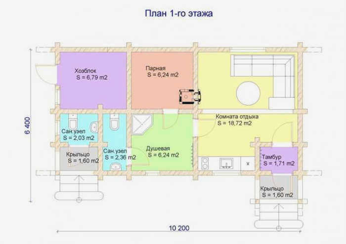Паровая баня Парапет 12,4 x 6,6 м