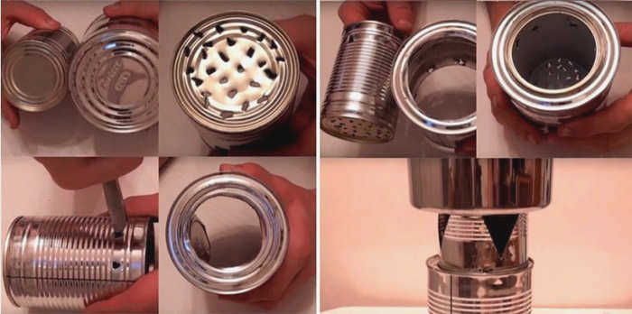 Этапы создания дровяной плиты из консервной банки