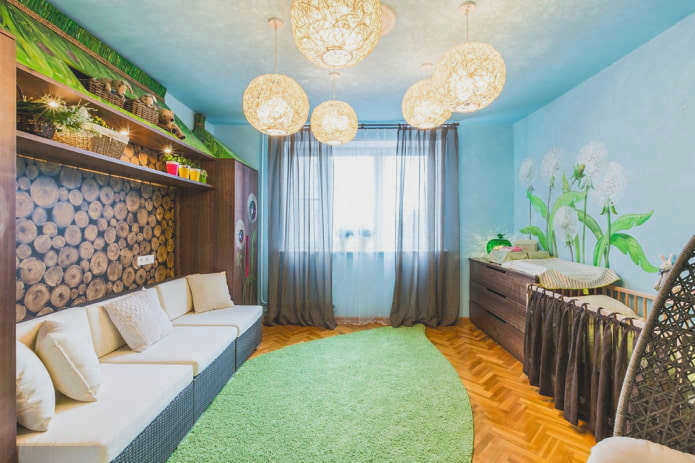 Планировка совмещенной гостиной и детской комнаты