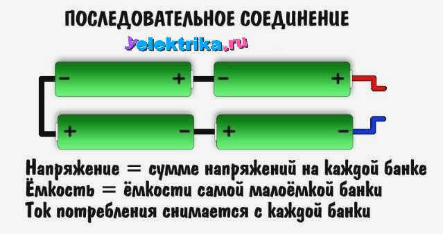Физика последовательного соединения аккумуляторов