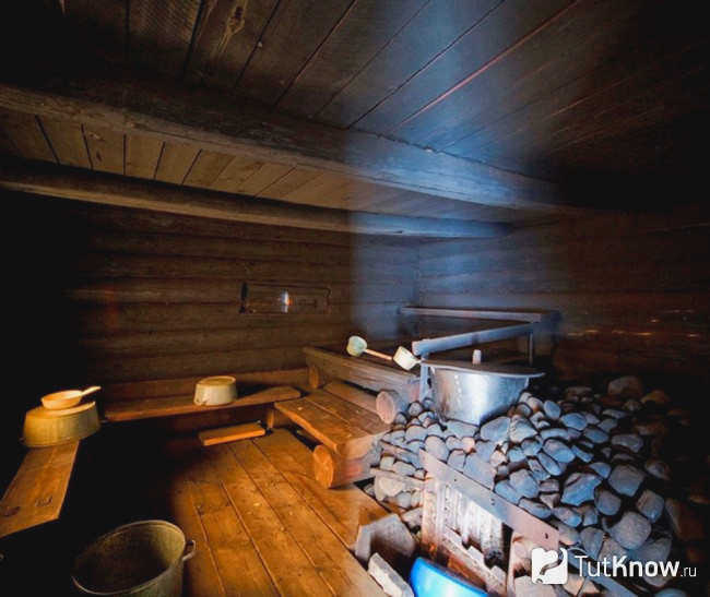 Расположение каменки в сауне по-черному