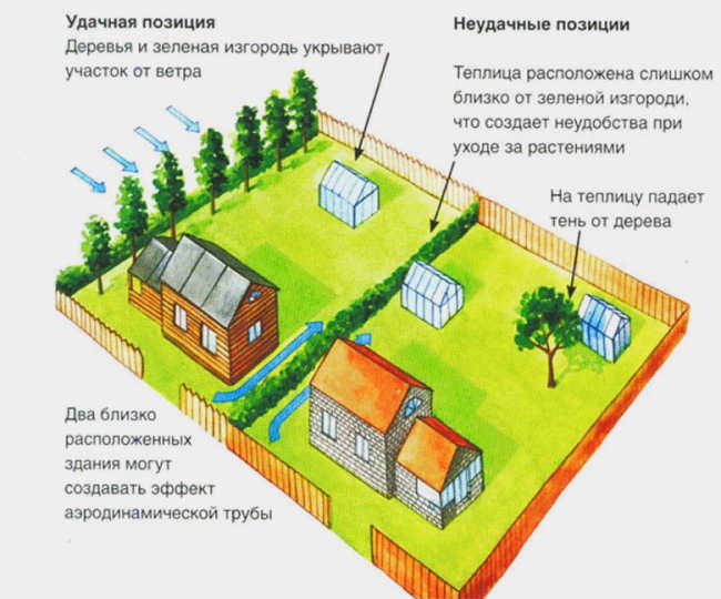Схема участка по отношению к ветру
