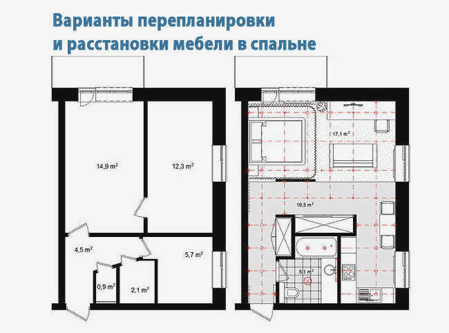 планировка хрущевской комнаты планировка мебели