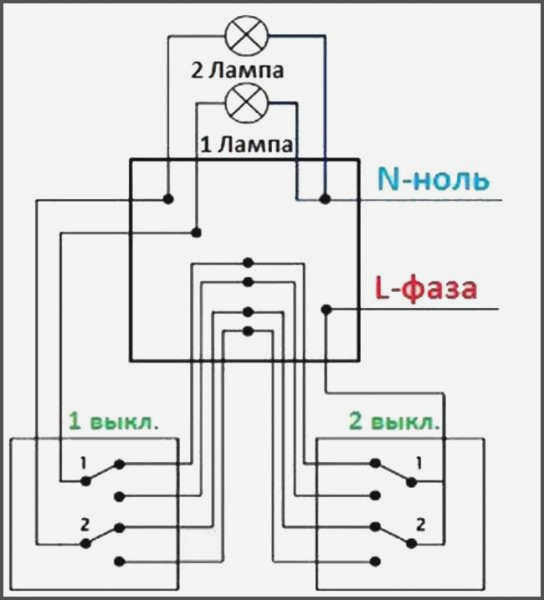 Схема подключения выключателя
