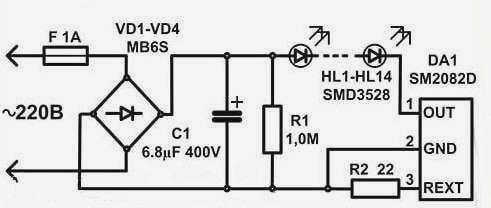 Схема светодиодной лампы LED-A60