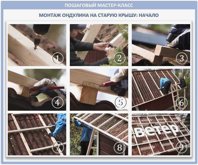 Монтаж рубероида на старой крыше
