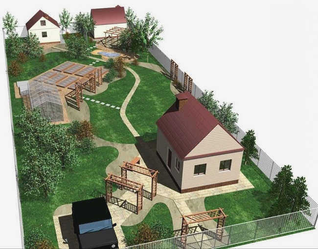 Красивый ландшафт в частных домах 