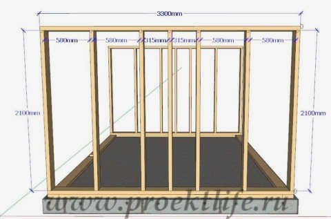 Каркасная стена бани-2