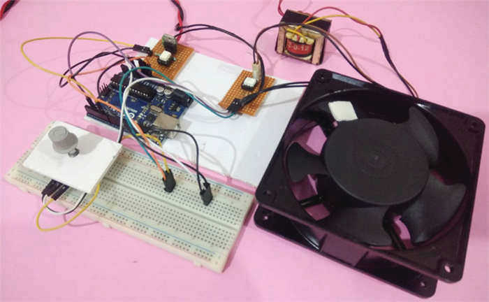 Схема проекта управления скоростью вентилятора с помощью Arduino и симистора