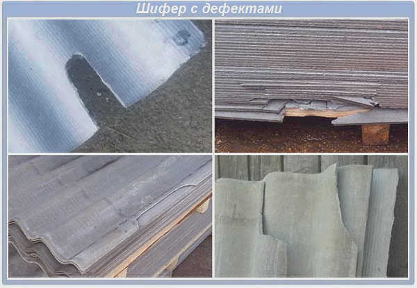 Примеры критических дефектов шифера