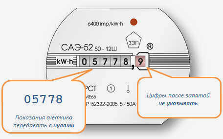 Показания следует вводить с ведущими нулями и без дробных частей.