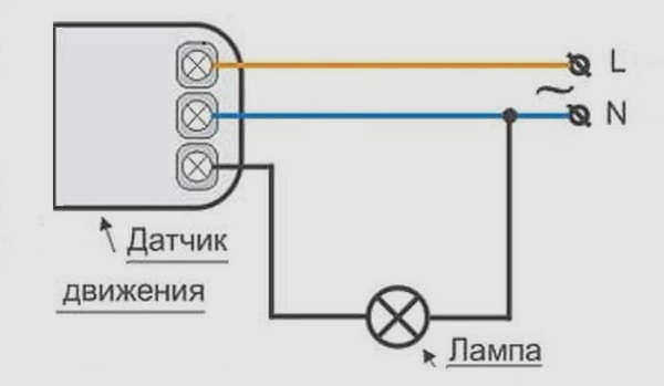 Схема активации датчика движения для включения света в темной комнате