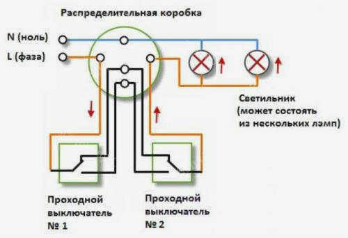Принципиальная схема для двух кнопок