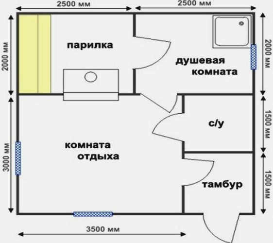 сауна с ванной комнатой