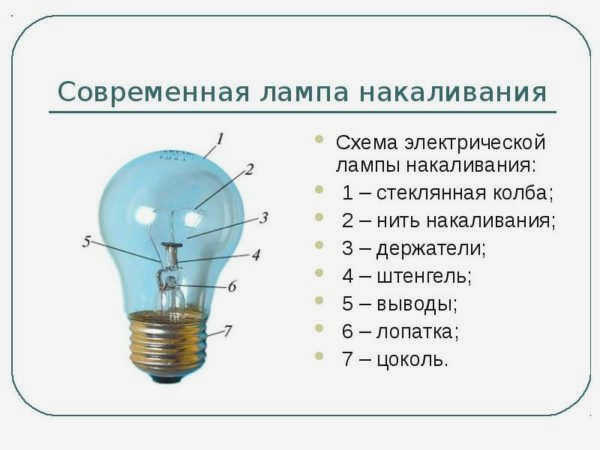 Строение электрической лампочки