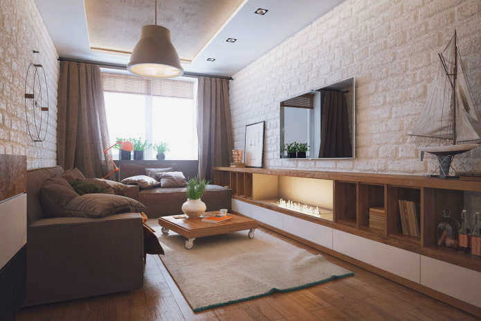 Прямоугольная гостиная 16 м²