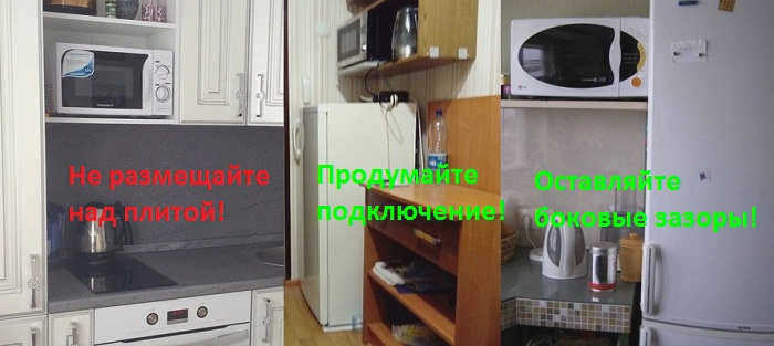Особенности установки микроволновой печи