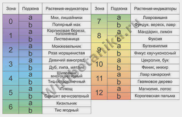 Зоны морозостойкости