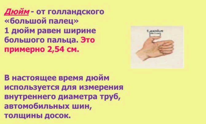 один дюйм - это размер большого пальца
