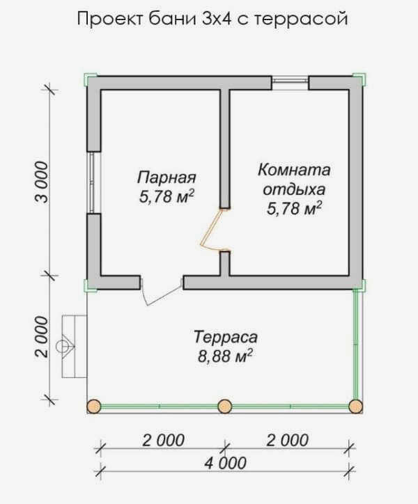 Сруб бани из бруса 3х4 цена
