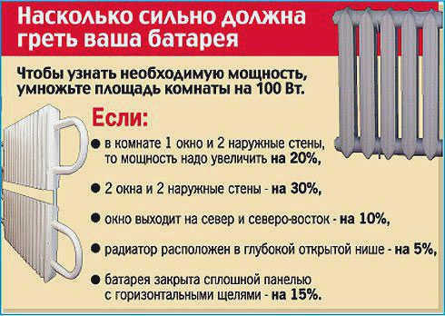 Стандартные расчеты радиаторов