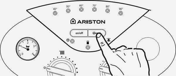 Панель управления котла Ariston bs 24 Кнопка сброса