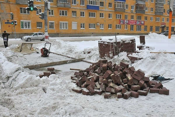 укладка тротуарной плитки зимой