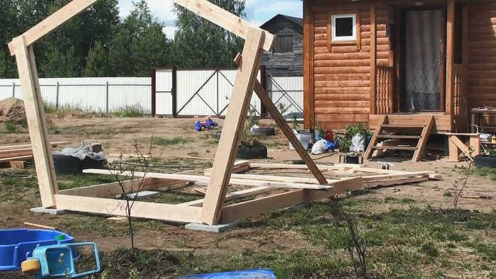 Дощатый навес и беседка за 1 день